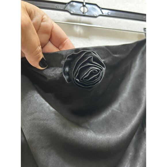 Wild Fable Strapless Maxi Slip Dress XL Blk Satiny Bottom Side Slit Coquette NWT - Picture 3 of 9